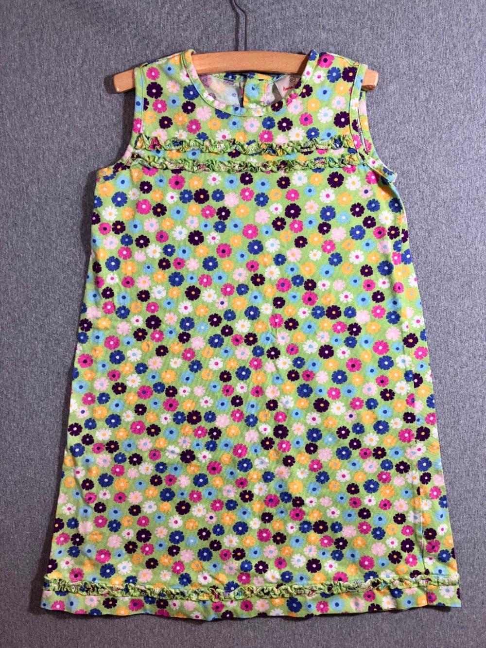 Hanna Andersson Dress ruffles flowers Size 8 Sleeveless Cotton